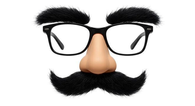 Novelty Disguise Mask with Glasses, Fake Nose, Eyebrows, and Mustache Isolated on White