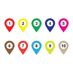 pin numbers map pointer sign icon vector