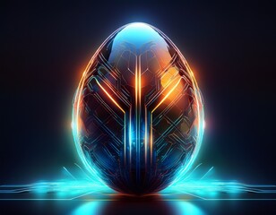 digital egg an ethereal digital rendering of an egg shaped object illuminated with glowing lines and a modern high tech aesthetic it signifies the start of something new