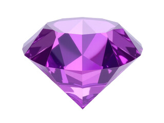 A high-quality image of a large, sparkling purple diamond set against a clean white background