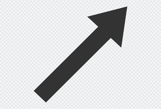 Large black arrow pointing upwards and to the right on transparent background
