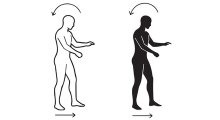 Fototapeta premium Human evolution concept illustration from ape to modern man walking progression minimalist black and white line art