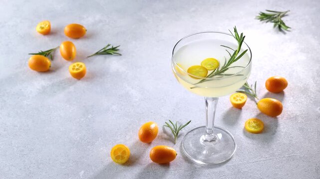 Fresh kumquat rosemary cocktail elegant presentation