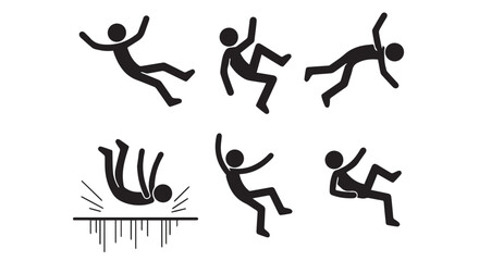 Obraz premium Dynamic black silhouette figures in motion running jumping falling on Transparent Background vector illustration