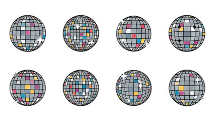 Collection of Retro Disco Ball Vector Illustrations for Party and Celebration