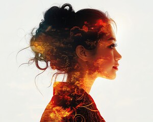 A silhouette woman with vibrant colors.