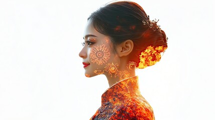 A woman with intricate cultural designs.