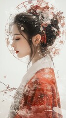 Elegant portrait of a woman in traditional attire.