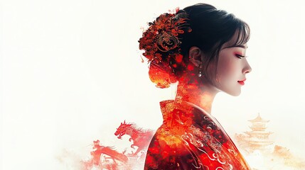 A woman in traditional attire with vibrant elements.