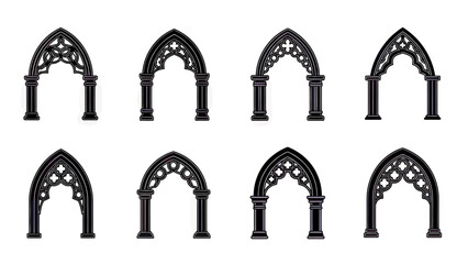 Gothic Archways Set: Ornate Architectural Elements for Design