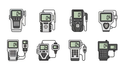 Digital Measurement Devices and Gauges with Screens and Cables © Alienmarsh