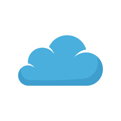 A vibrant blue cloud floating against a clear white background, symbolizing tranquility and nature