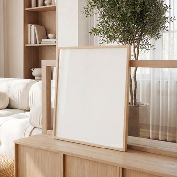 Blank white square frame mockup video footage.