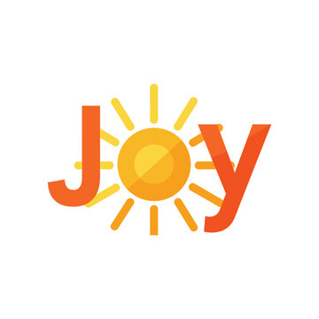 Bright and cheerful logo design featuring the word 'Joy' with a sun, symbolizing happiness