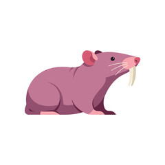 Obraz premium Cartoon illustration of a cute, stylized mole with large tusks, set against a plain background