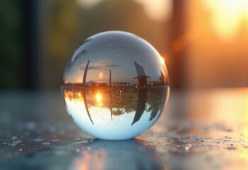 Soothing Glassy Reflection Illuminated Capturing Ambient Room Enchantment