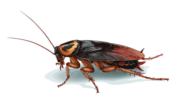Cute Dead Cockroach Cartoon Illustration on White Background