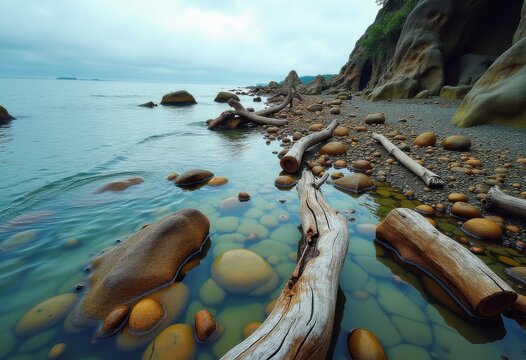 Vibrant Littoral Coastal Zone Capturing Scenic Shoreline Edges and Tidal Interaction