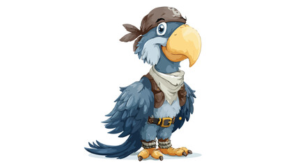 Naklejka premium Funny Pirate Parrot Cartoon on White Background Vector Illustration