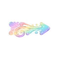 Obraz premium Colorful arrow design with whimsical swirls and sparkles, suitable for creative projects