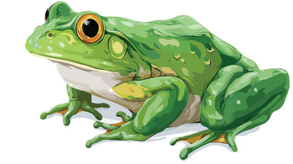 Obraz premium Cute Green Frog Cartoon Vector with Bold Outline on White Background