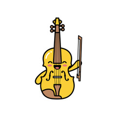 Fototapeta premium Cute cartoon character happily playing a violin, showcasing music and joy in a colorful setting