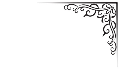 Obraz premium Elegant Ornate Corner Decoration with Swirls and Scrolls in Black