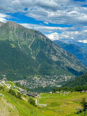 Fototapeta premium Italian alpine landscape above Courmayeur on a July Day 