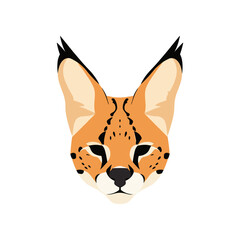 Fototapeta premium Stylized illustration of a serval cat's head with distinctive features on a plain background