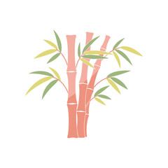 Stylized illustration of bamboo plants with vibrant green leaves on a white background