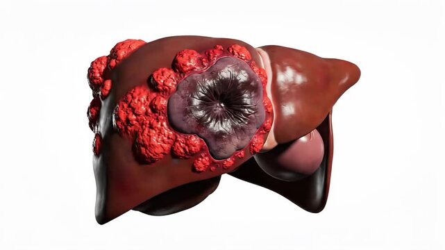 Realistic 3D CGI Octane Render of a Diseased Human Liver