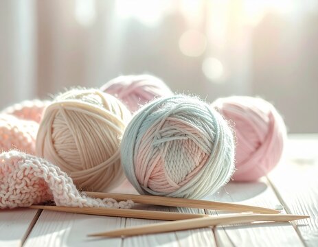 Stricken in zarten Pastellfarben