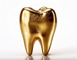golden tooth isolated on white background a symbol of dental health care