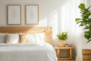 Cozy bedroom with bright natural light and refreshing greenery