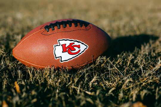Kansas City Chiefs Branded Football on a Lawn in Tipton, Missouri, July 2023