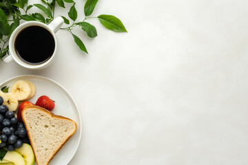 Breakfast delight with fresh fruits and coffee on a serene table