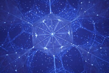 Futuristic neural mesh structure with glowing nodes and high-tech ambiance