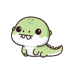 Obraz premium Cute cartoon dinosaur character with a friendly expression, set against a simple white background