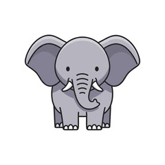 Cute cartoon elephant standing upright with a friendly expression against a plain background