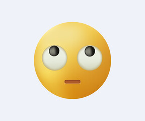 Fototapeta premium Face with rolling eyes vector emoji illustration. Symbol gesture of an eye roll, commonly conveys moderate disdain