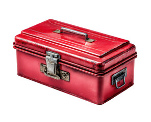 Red metal toolbox, slightly aged