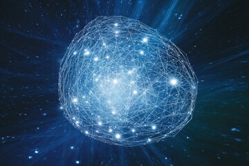 Spherical neural network structure with interconnected nodes in cosmic space
