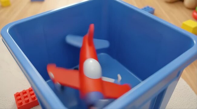 red toy airplan in the basket