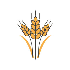 Stylized illustration of wheat stalks with golden grains against a clean background