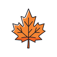 Vibrant orange maple leaf isolated on a white background, ideal for seasonal designs and nature themes