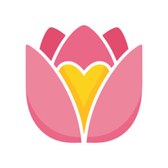 Vibrant pink and yellow lotus flower illustration on a clean white background, ideal for design use