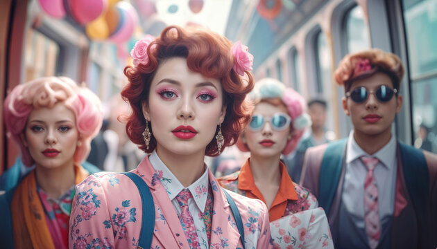 People posing in the street