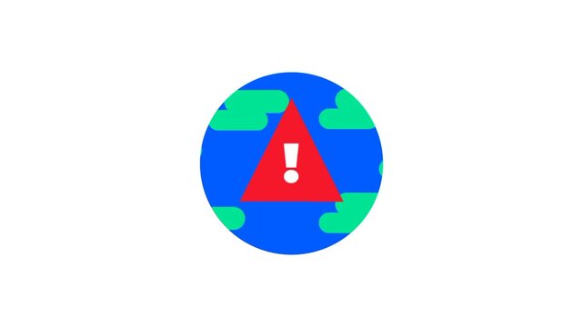 A large red caution triangle is centered over a graphic of the Earth to serve as a high level alert for a global emergency or a significant threat requiring immediate international cooperation