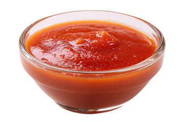 Glass bowl filled with tomato sauce