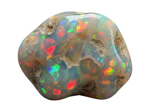 Raw multicolored boulder opal stone with vibrant fire